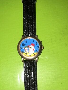 Kids Snowman Holiday Watch with Black Strap